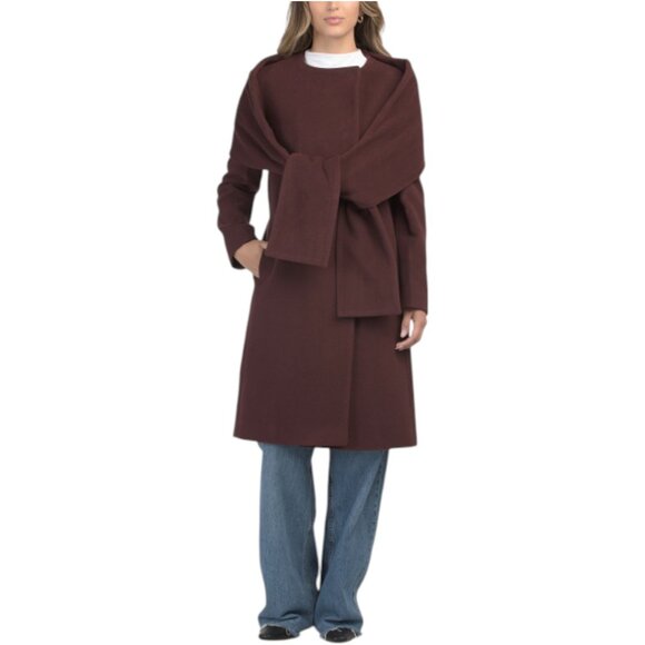 ICONS BY CINZIA ROCCA Italian Wool/Cashmere Quarter Coat With Removable Scarf - Picture 2 of 4